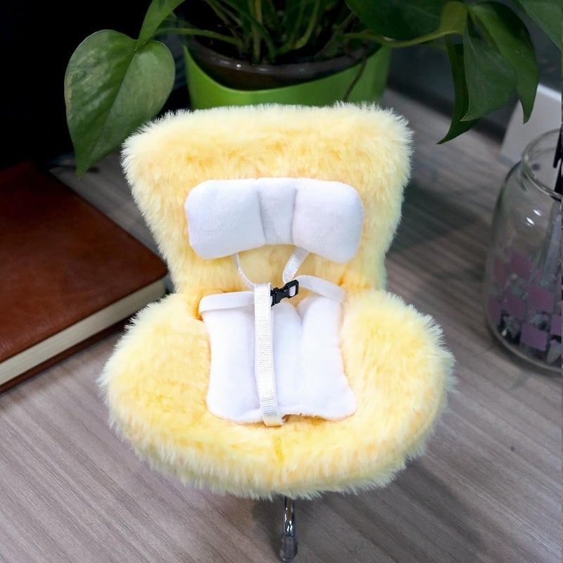 Walant Doll Car Seat Compatible with Labubu, Chair for 10-17cm Dolls - Adjustable Safety Strap, Air Vent Clip & Desktop Stand, Soft Cushion, Cute Car Ornament Gift for Collectors & Fans (Yelllow) - Image 2